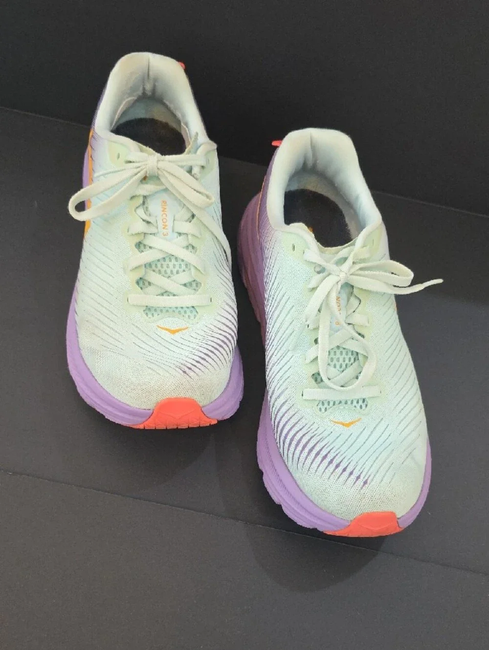 Hoka Rincon 3 Women's Mint Green & Purple Shoes with Orange Accent Size 8.5 - Picture 5 of 11